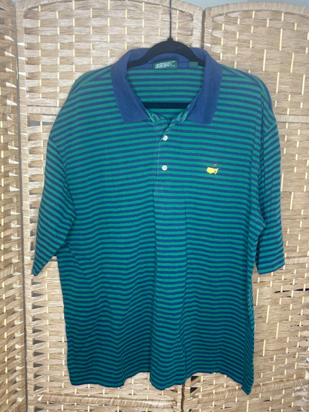 Mens Masters Golf Tournament 100 Cotton Stripe Short Sleeve Polo Shirt Xl
